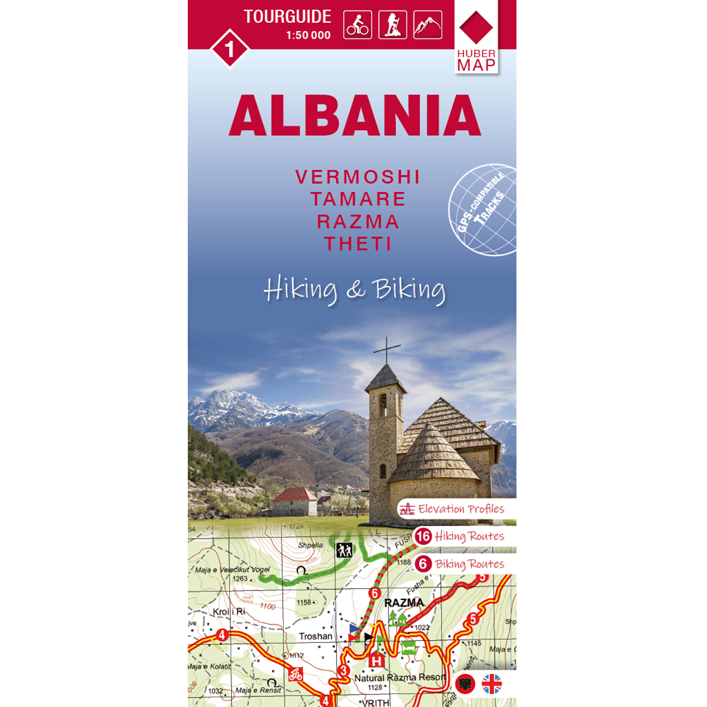 Albania hiking & biking 1:50000 Karte 1: Vermoshi - Tamare - Razma - Thethi