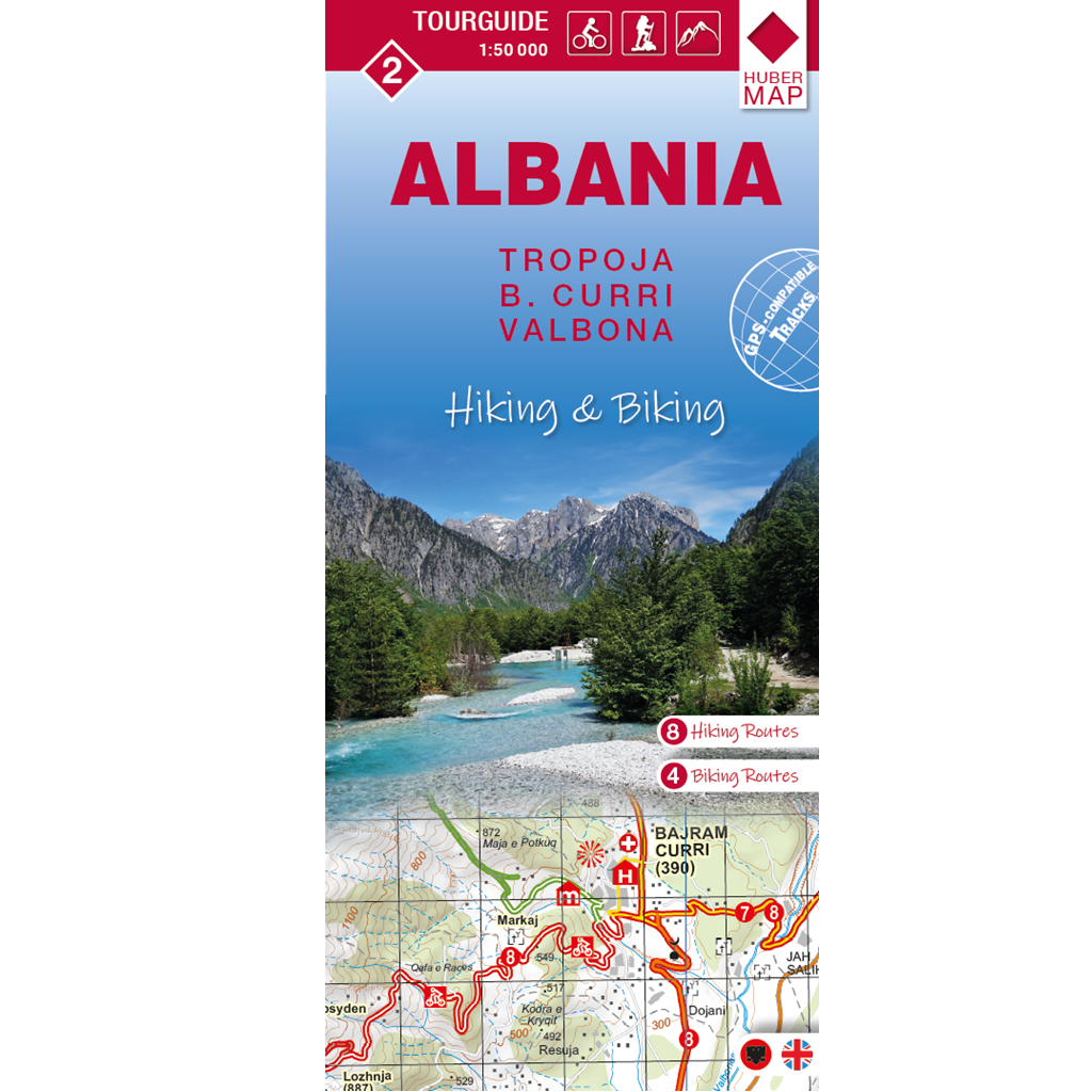 Albania hiking & biking 1:50000 Karte 2: Tropoja, B. Curri und Valbona