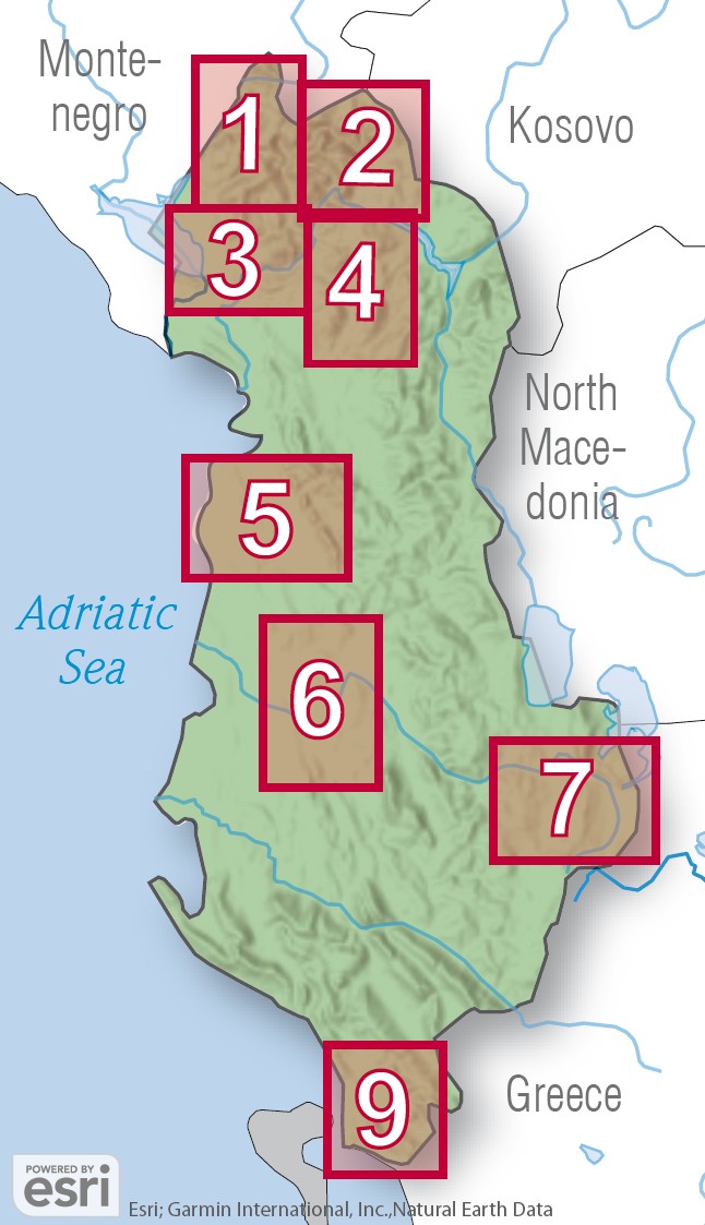 Albania hiking & biking 1:50000 Karte 1: Vermoshi - Tamare - Razma - Thethi – Bild 2