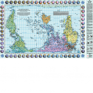 Weltkarte in Petersprojektion - deutsch; südorientiert; 82,5 cm x 52,3 cm