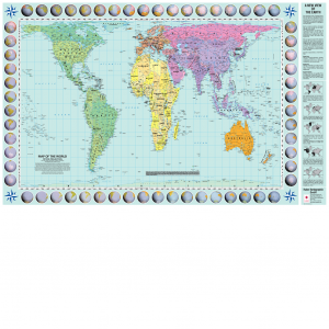 Weltkarte in Petersprojektion - englisch; nordorientiert; 130 cm x 82 cm