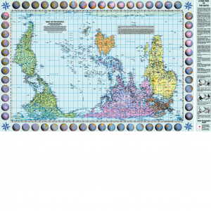 Weltkarte in Petersprojektion - englisch; südorientiert; 130 cm x 82 cm